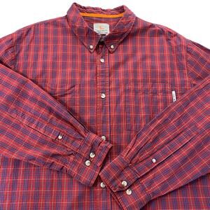 Field & Stream Plaid Shirt Men 2XL Red Blue Cotton Long Sleeve Button Up Country